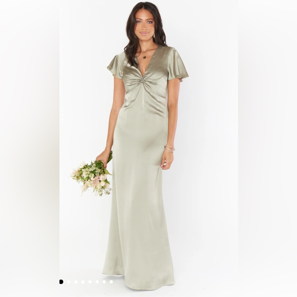 Show Me Your MuMu Sage Satin Twist-Front Maxi Dress
